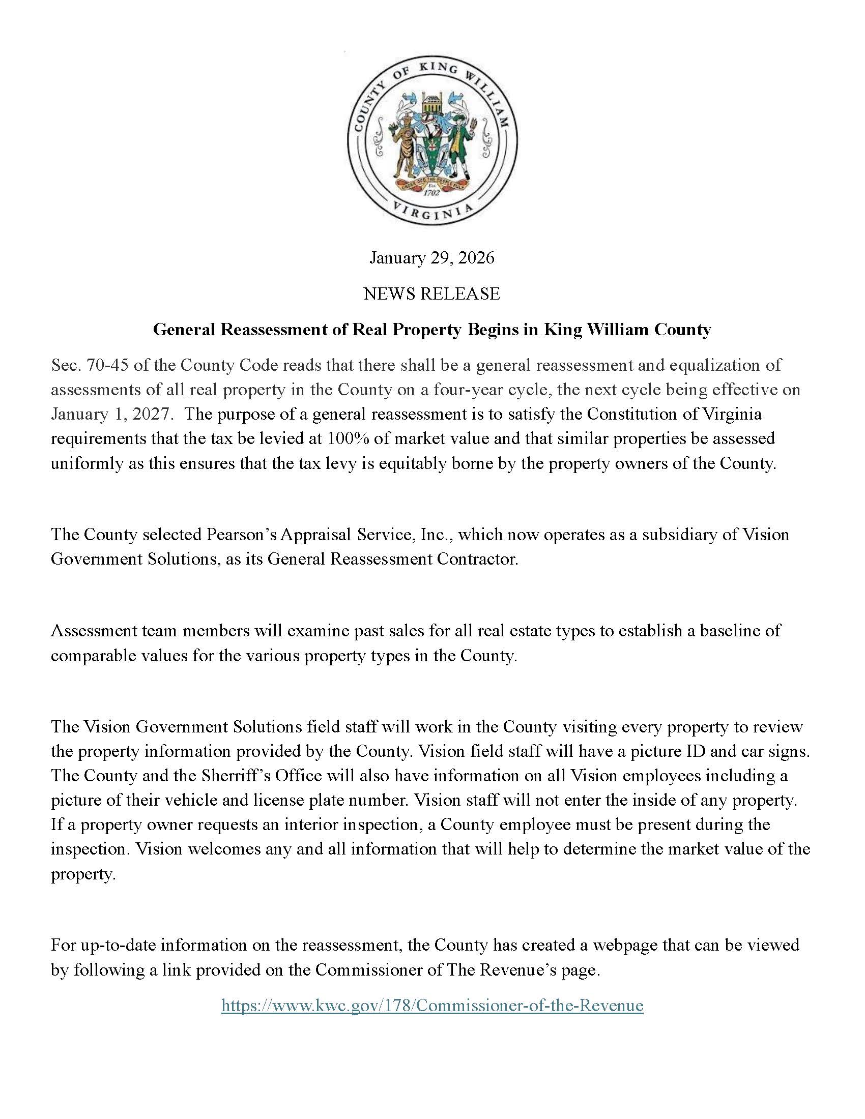 2027 General Reassessment News Release