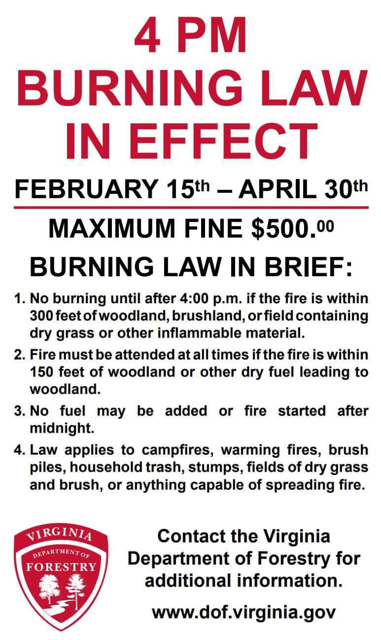 4pm Burn Ban Law